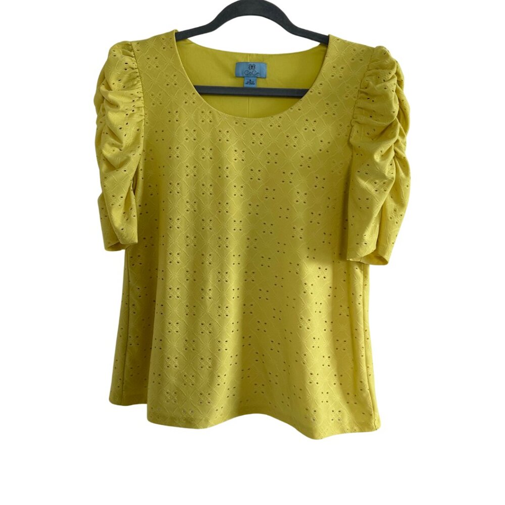CeCe Yellow Eyelet Blouse